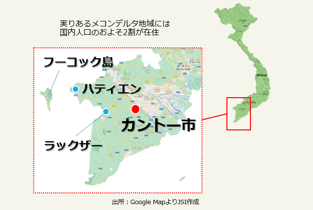 メコンデルタ地域の地図